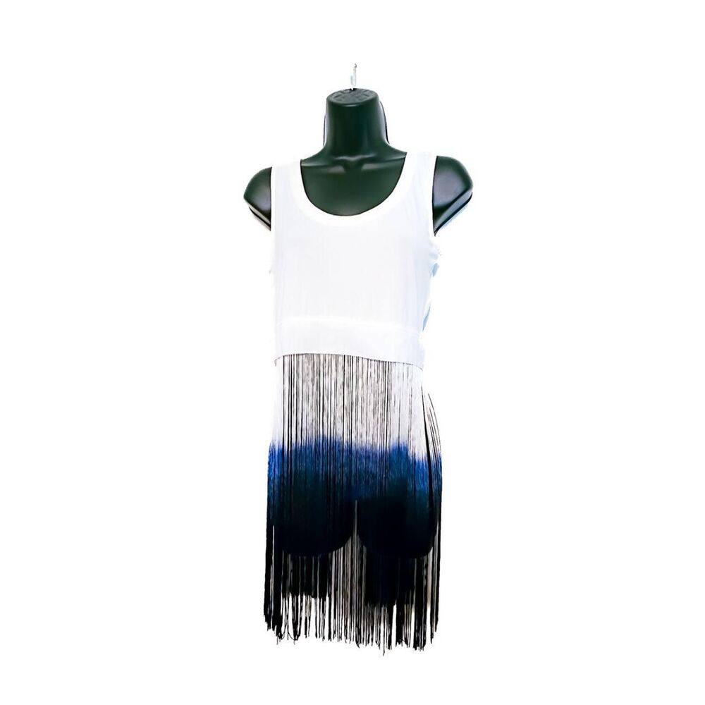 Bebe Ombré Fringe Crop Tank 2000s boho festival style